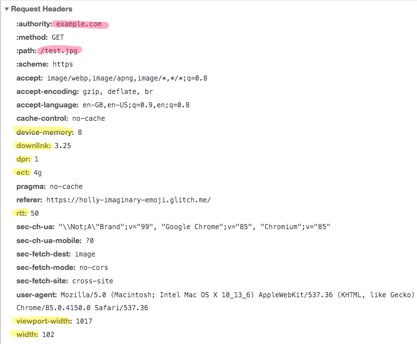 client hints request headers